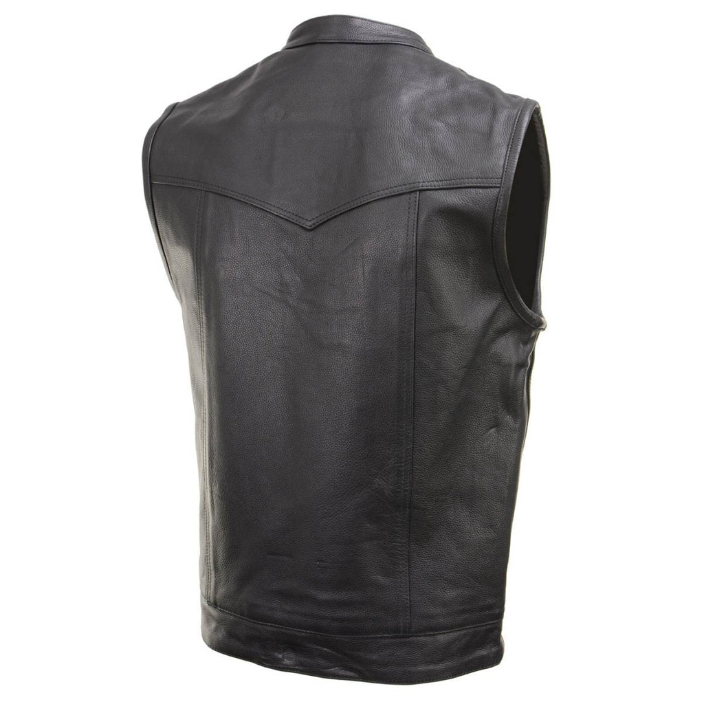 Milwaukee Leather Men's Quick Draw Black Cowhide Leather Motorcycle Vest - LKM3794