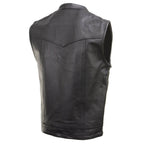 Milwaukee Leather Men's Quick Draw Black Cowhide Leather Motorcycle Vest - LKM3794
