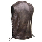 Milwaukee Leather Men's Wreck Distressed Brown Leather Motorcycle Vest - LKM3795