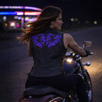 Milwaukee Leather Women's Gemma Black Leather Motorcycle Vest with Side Laces