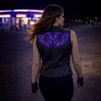 Milwaukee Leather Women's Gemma Black Leather Motorcycle Vest with Side Laces