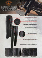 Milwaukee Leather LKM5716 Men's Classic Black Premium Leather Fitted Casual Biker Leather Pants