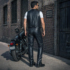 Milwaukee Leather LKM5716 Men's Classic Black Premium Leather Fitted Casual Biker Leather Pants