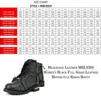 Milwaukee Leather Women's Black Premium Leather Motorcycle Riding Boots w/Lace-Up and Side Zipper Closure MBL9319