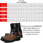 Milwaukee Leather Men's Brown Two-Tone Full Grain Leather Easy Pull-On Motorcycle Harness Boots MBM9008