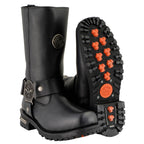Milwaukee Leather MBM9060W Men's Black Wide-Width 11-inch Classic Harness Square Toe Boots