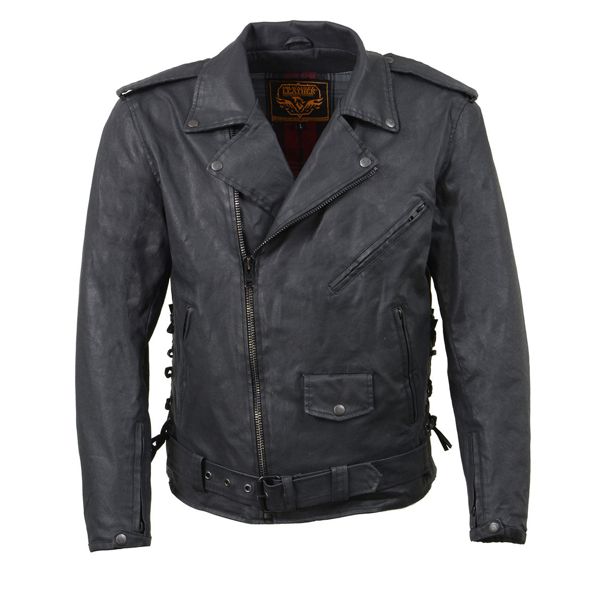 Milwaukee Leather MDM1020 Men's Black Classic 'Waxed' MC Denim Jacket with  Armor