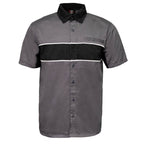 MMCC Men's Hardline Grey Black White Classic Mechanic Shirt - 100% Cotton w/ Microfiber Panel - MDM11619