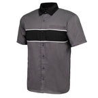 MMCC Men's Hardline Grey Black White Classic Mechanic Shirt - 100% Cotton w/ Microfiber Panel - MDM11619
