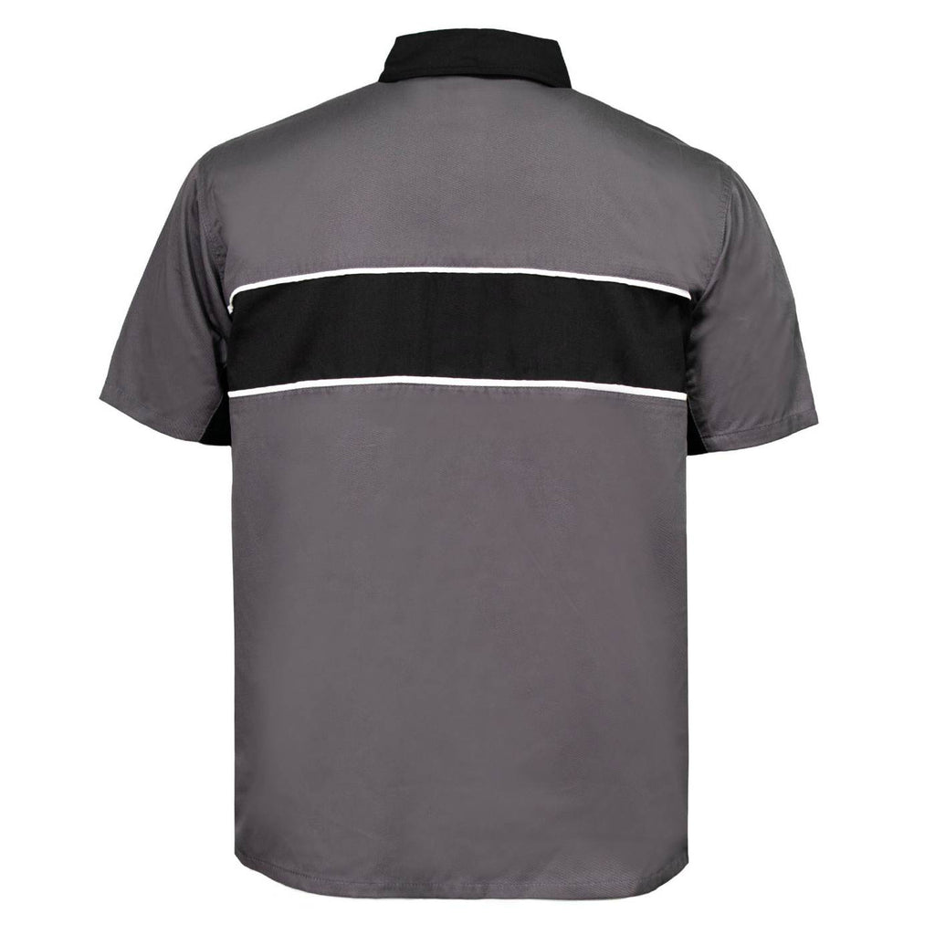 MMCC Men's Hardline Grey Black White Classic Mechanic Shirt - 100% Cotton w/ Microfiber Panel - MDM11619