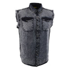 Milwaukee Leather Men's 'Iron Wash - Black Smoke' Gray Sleeveless Shirt - Cotton Button Up Shirt - MDM11678