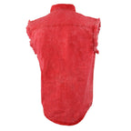 Milwaukee Leather Men's 'Iron Wash - Redline' Red Sleeveless Shirt - Cotton Button Up Shirt - MDM11681