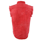Milwaukee Leather Men's 'Iron Wash - Redline' Red Sleeveless Shirt - Cotton Button Up Shirt - MDM11681