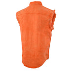 Milwaukee Leather Men's 'Iron Wash - Ember' Orange Sleeveless Shirt - Cotton Button Up Shirt - MDM11682