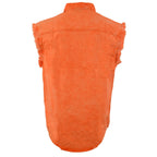 Milwaukee Leather Men's 'Iron Wash - Ember' Orange Sleeveless Shirt - Cotton Button Up Shirt - MDM11682