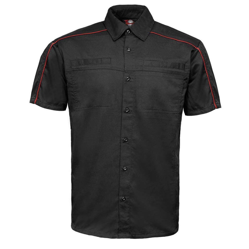 MMCC Men's Slipstream Black/Red Mechanic Work Shirt - 100% Cotton w/ Microfiber Panel - MDM11691