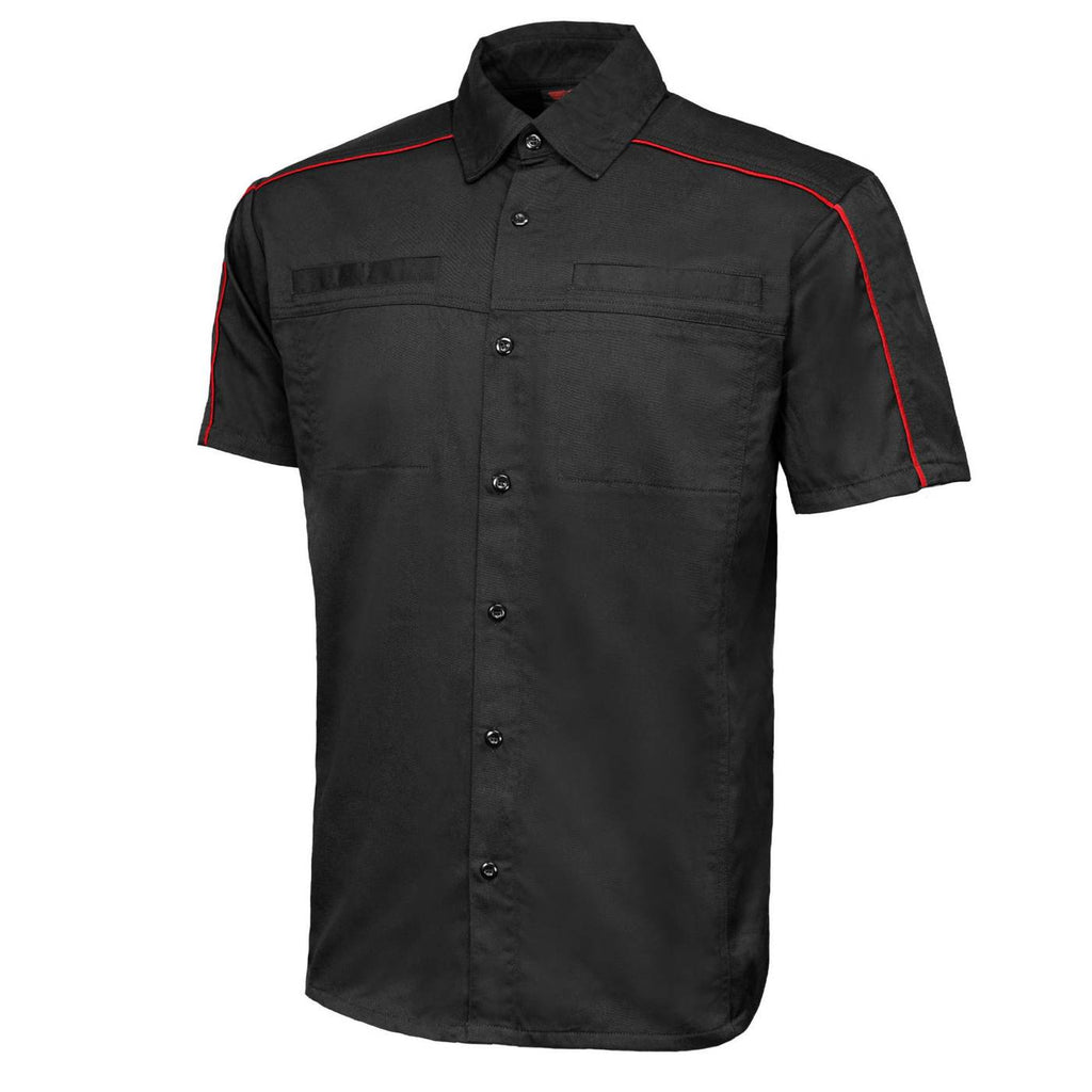 MMCC Men's Slipstream Black/Red Mechanic Work Shirt - 100% Cotton w/ Microfiber Panel - MDM11691