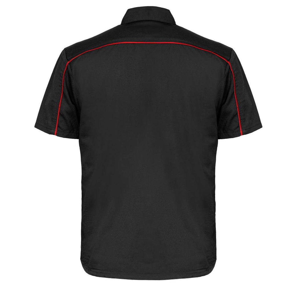 MMCC Men's Slipstream Black/Red Mechanic Work Shirt - 100% Cotton w/ Microfiber Panel - MDM11691
