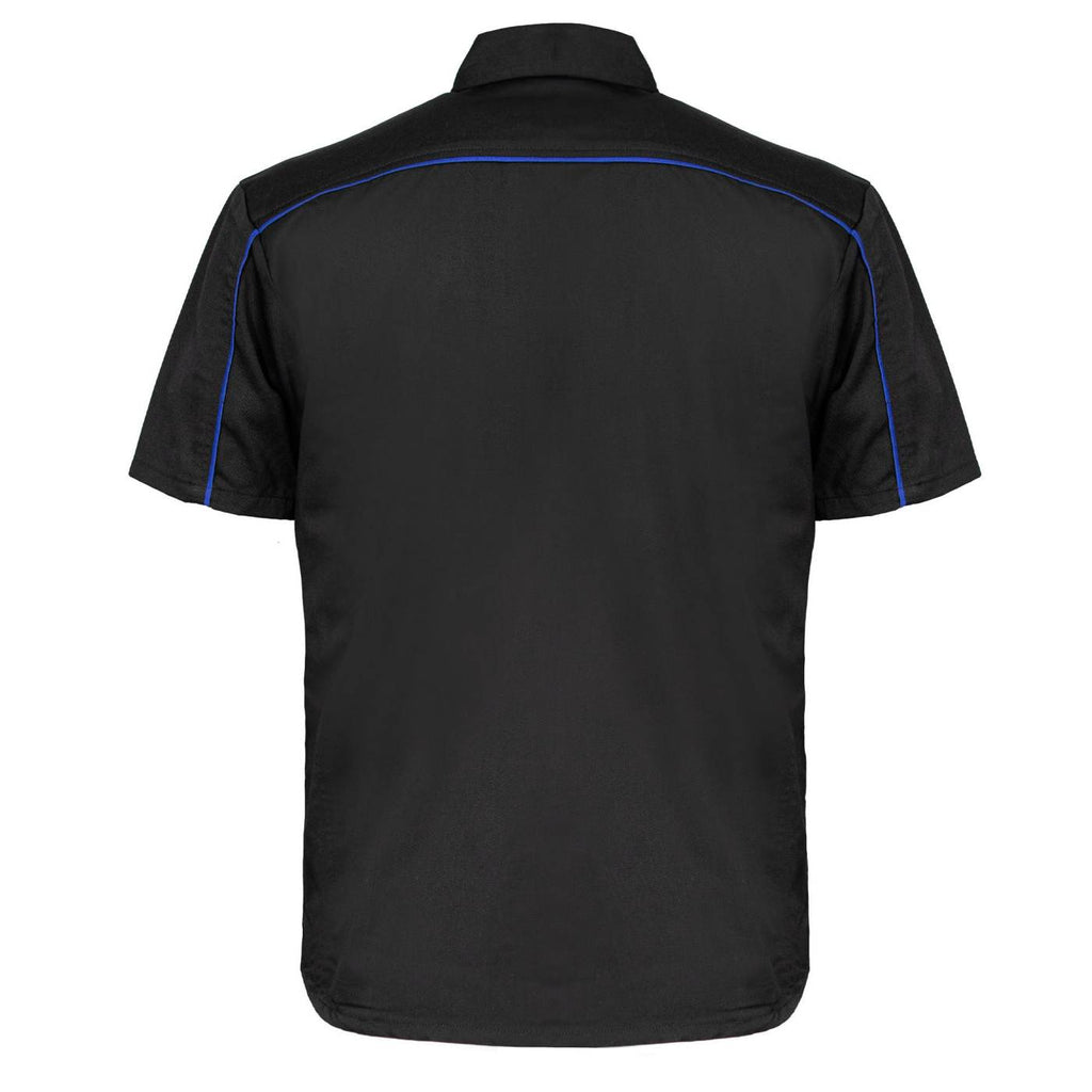 MMCC Men's Slipstream Black Royal Blue Mechanic Work Shirt - 100% Cotton w/ Microfiber Panel - MDM11692
