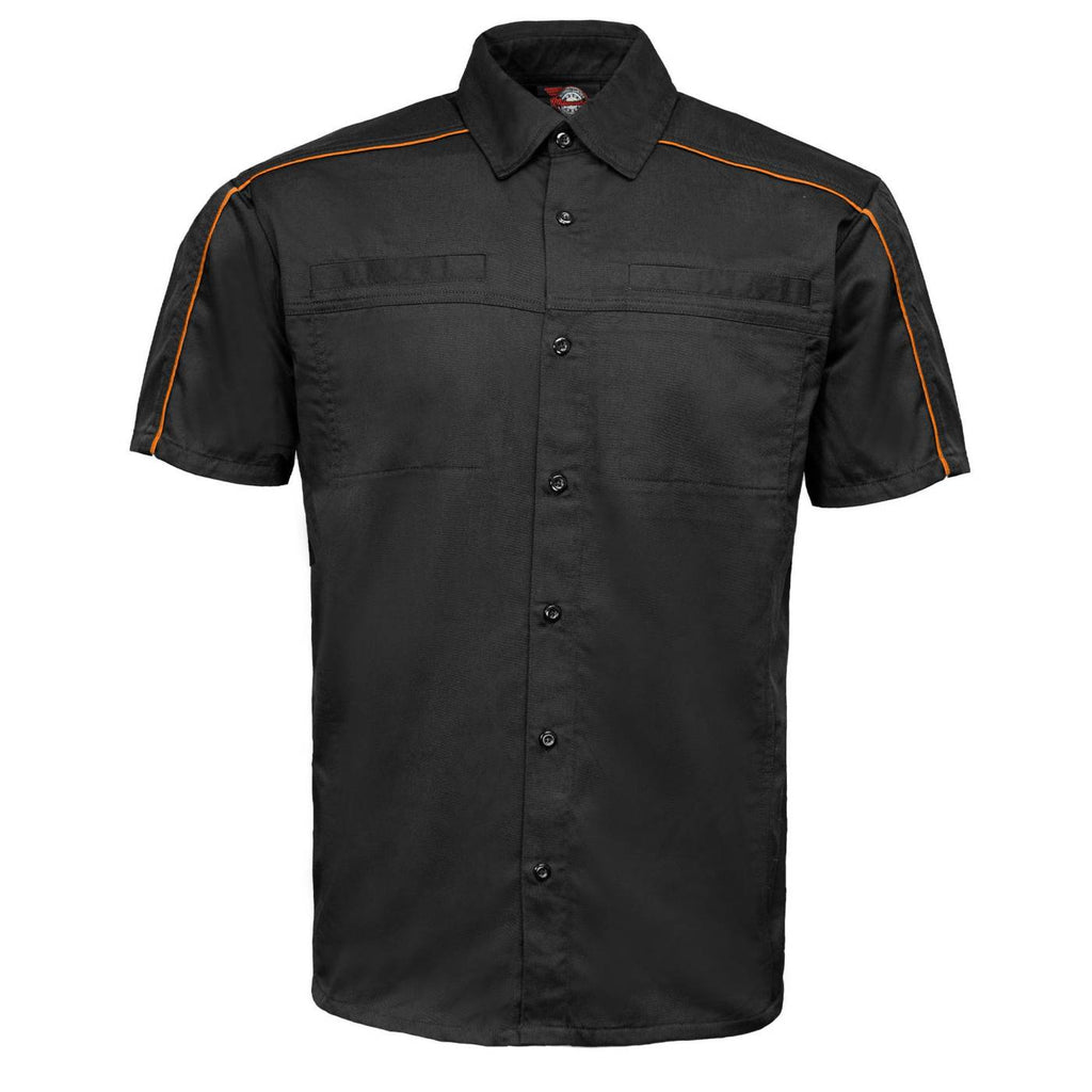 MMCC Men's Slipstream Black/OrangeMechanic Work Shirt - 100% Cotton w/ Microfiber Panel - MDM11693