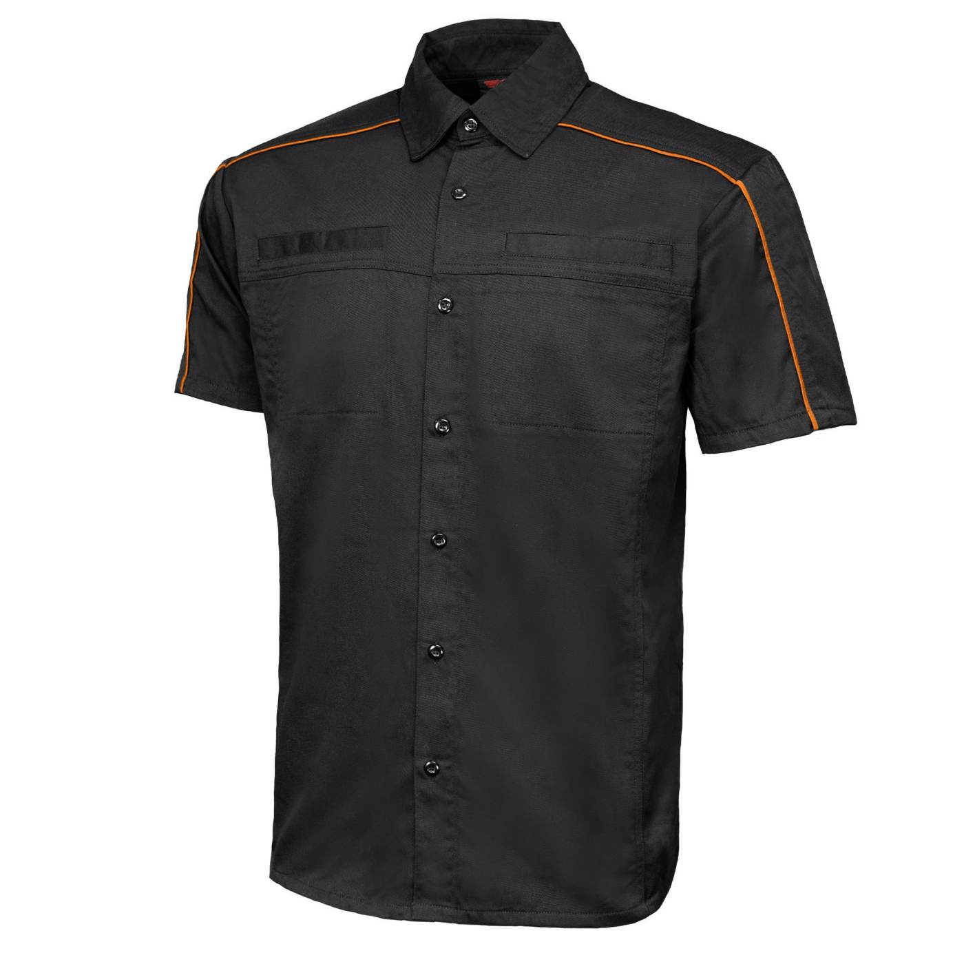 MMCC Men's Slipstream Black/OrangeMechanic Work Shirt - 100% Cotton w/ Microfiber Panel - MDM11693