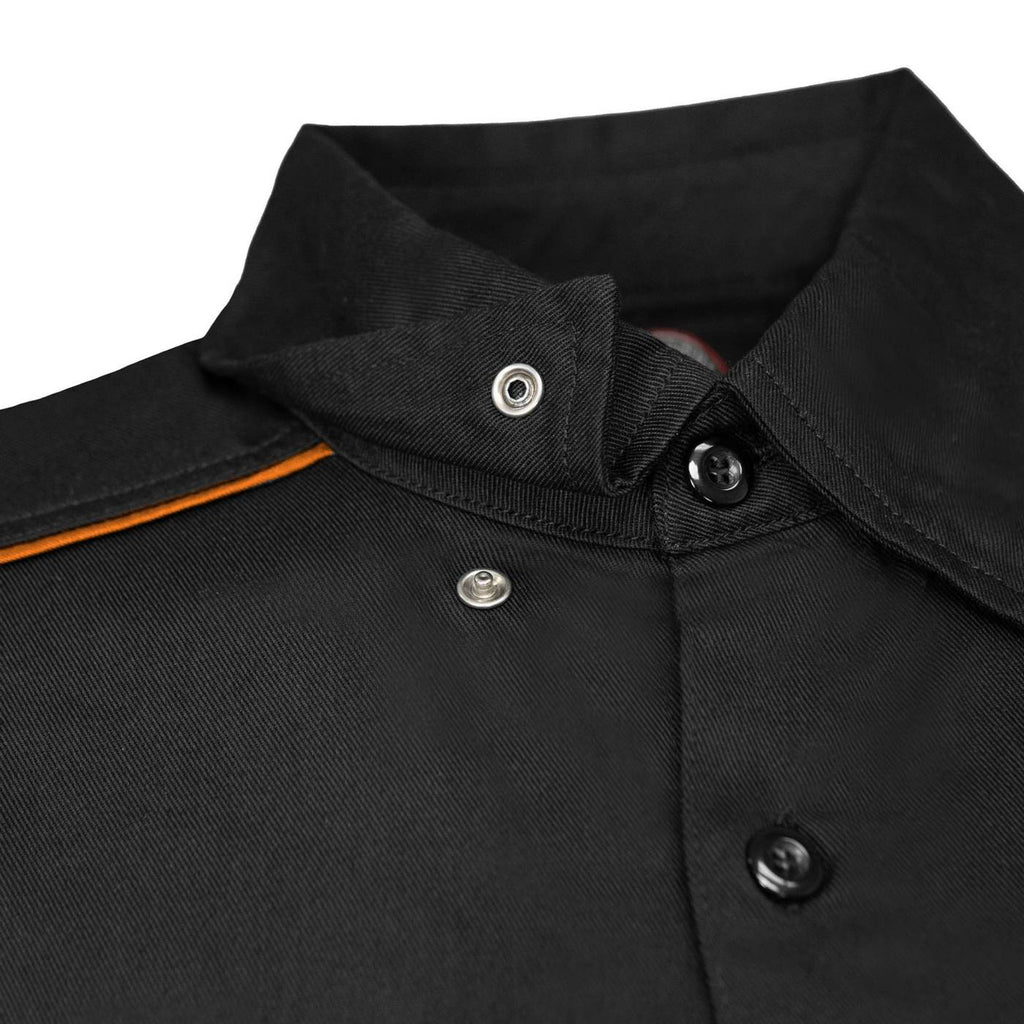 MMCC Men's Slipstream Black/Orange Mechanic Work Shirt - 100% Cotton w/ Microfiber Panel - MDM11693