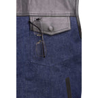 Milwaukee Leather MDM3004 Men's 'Brute' Concealed Snap Blue Denim and Black Leather Club Style Vest w/ Hidden Zipper
