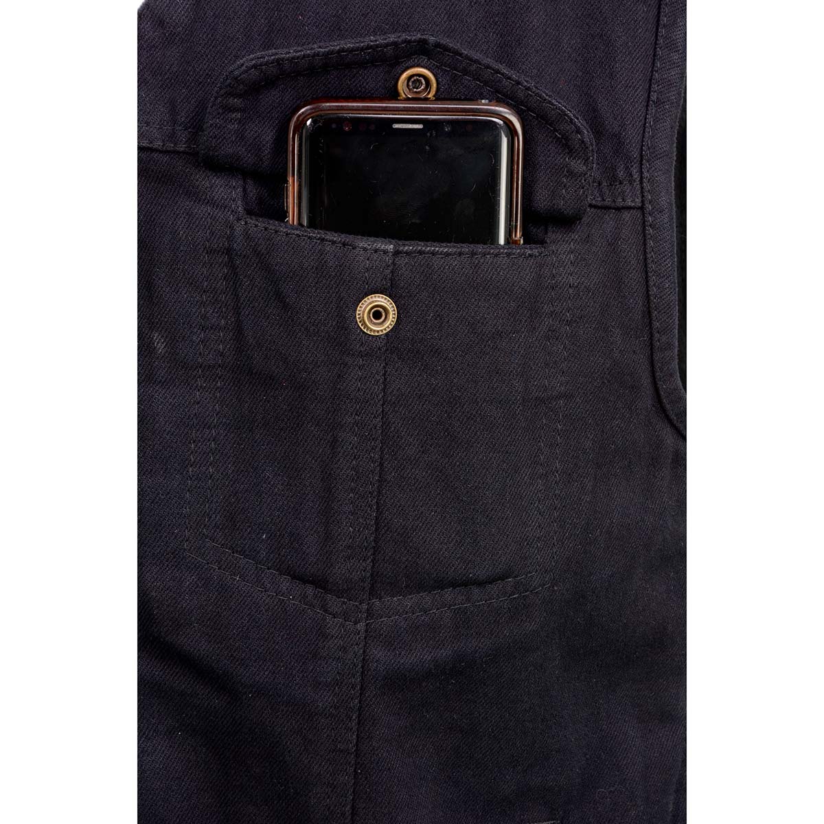 Men's Denim Style Lace Side Trim Leather Vest