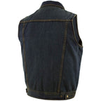 Milwaukee Leather Men's Outrider Blue Denim Motorcycle Rider Vest with Shirt Collar - MDM3080
