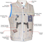 Milwaukee Leather Men's Outrider Blue Denim Motorcycle Rider Vest with Shirt Collar - MDM3080