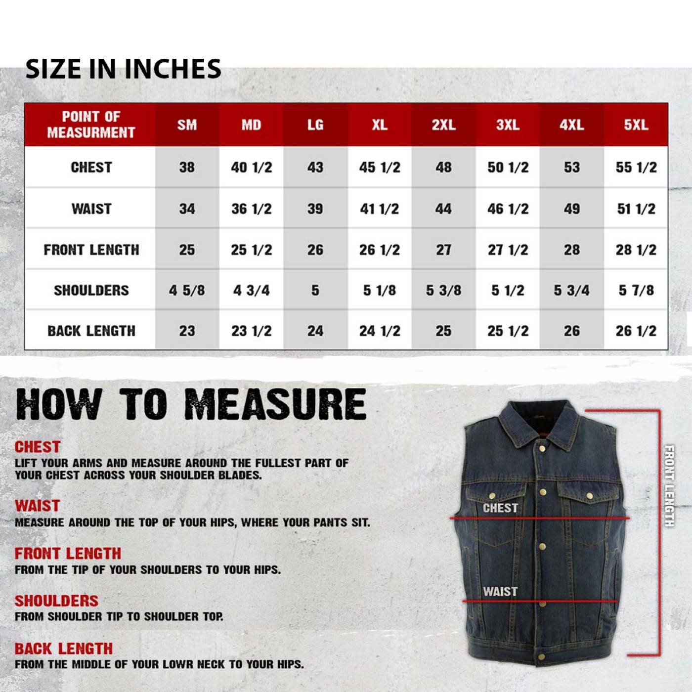 Milwaukee Leather Men's Outrider Black Denim Motorcycle Rider Vest with Shirt Collar - MDM3081