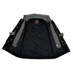 Milwaukee Leather Men's Rustic Black Denim Motorcycle Riding Vest with Removable Hoodie - MDM3082