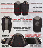 Milwaukee Leather Men's Rustic Black Denim Motorcycle Riding Vest with Removable Hoodie - MDM3082