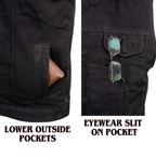 Milwaukee Leather Men's Rustic Black Denim Motorcycle Riding Vest with Removable Hoodie - MDM3082