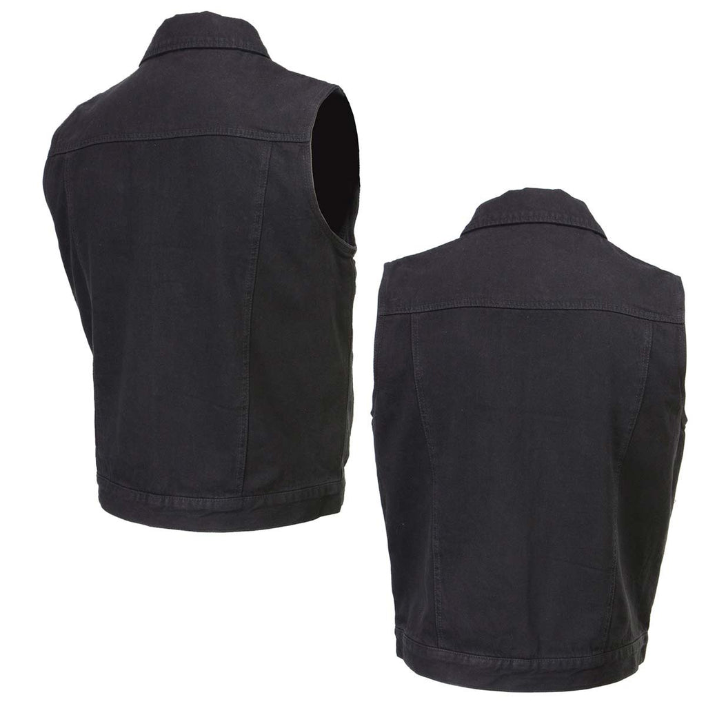 Milwaukee Leather Men's s Black Denim Club Style Motorcycle Vest w/ Removable Hoodie - MDM3083