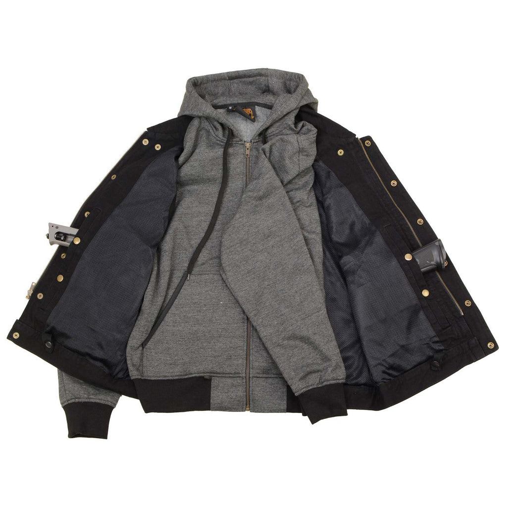 Milwaukee Leather Men's s Black Denim Club Style Motorcycle Vest w/ Removable Hoodie - MDM3083
