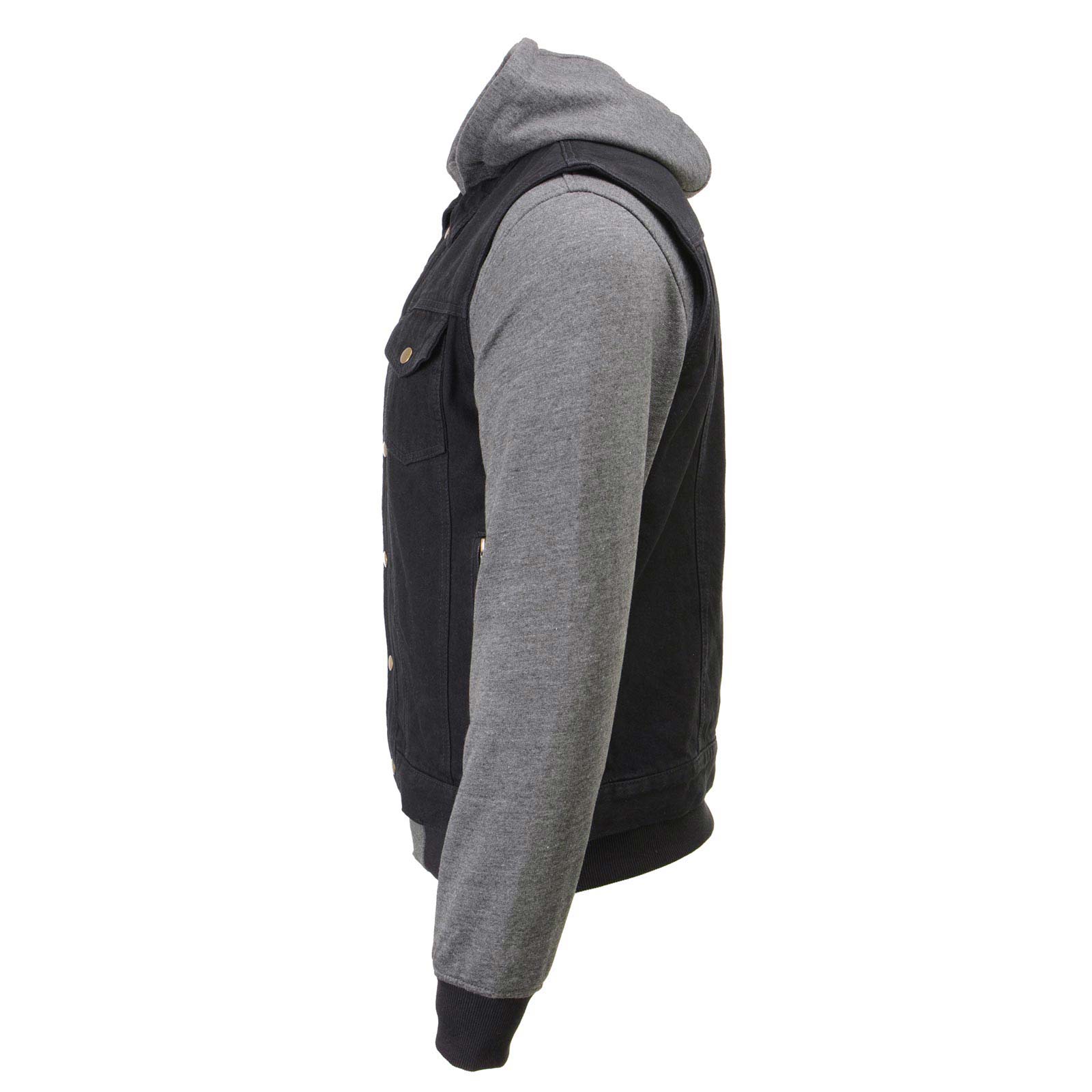 Milwaukee Leather Men's s Black Denim Club Style Motorcycle Vest w/ Removable Hoodie - MDM3083