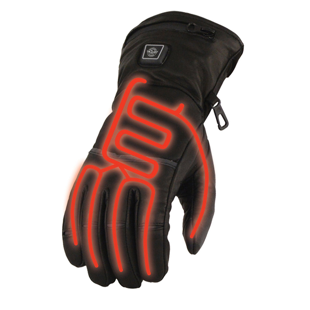 Milwaukee Leather MG7513 Men's Black ‘Heated’ Gauntlet Waterproof Gloves with i-Touch