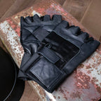 Milwaukee Leather MG7562 Men's Black Leather and Spandex Gel Padded Palm Fingerless Motorcycle Hand Gloves W/ Mesh Material