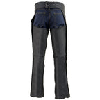 Milwaukee Leather Chaps for Men's Black Naked Soft Leather Fully Lined - Front Coin Pocket Motorcycle Chap - ML1115