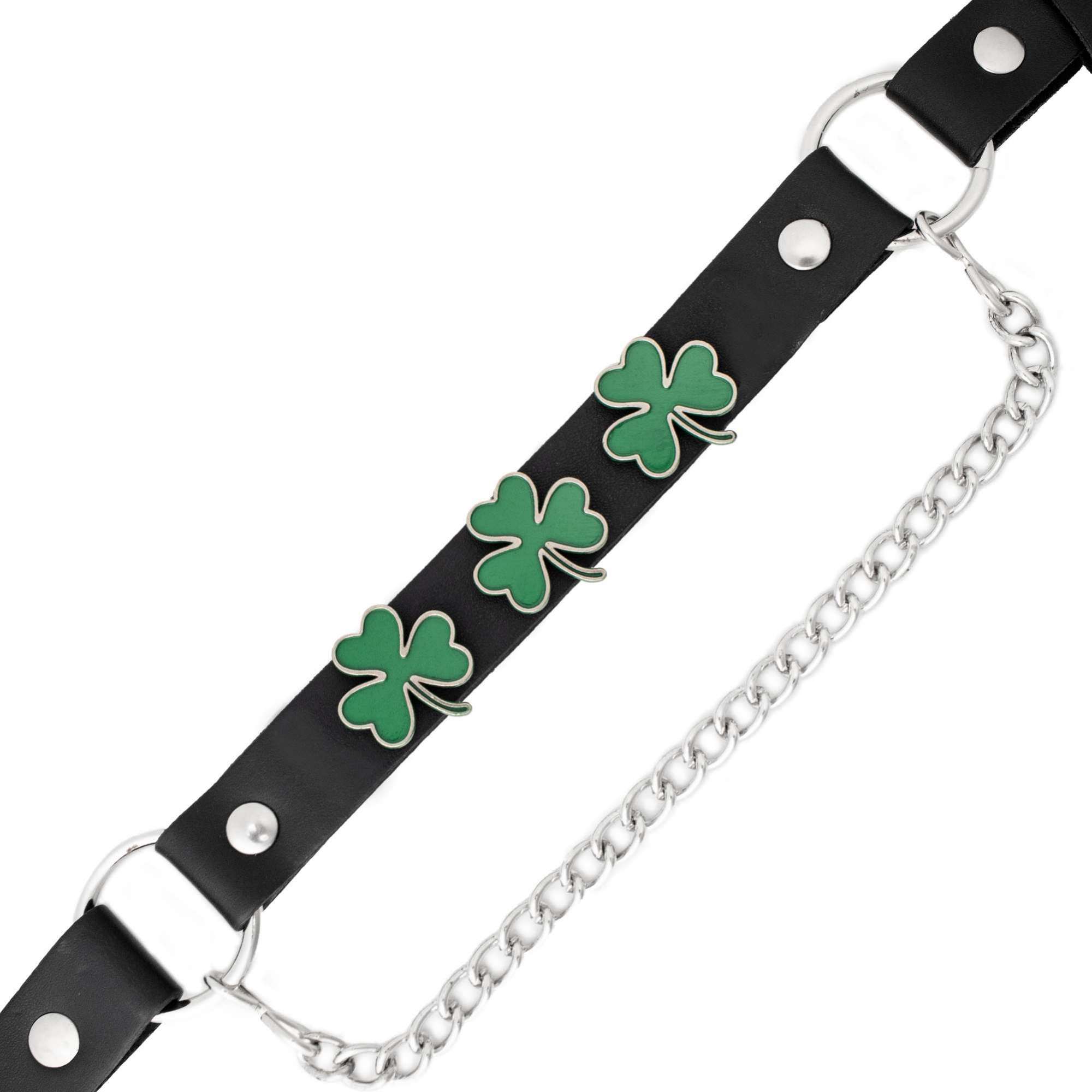 Milwaukee Leather Silver Four‑Leaf Clover Emblem Boot Chain with Adjustable Strap - MLA3014