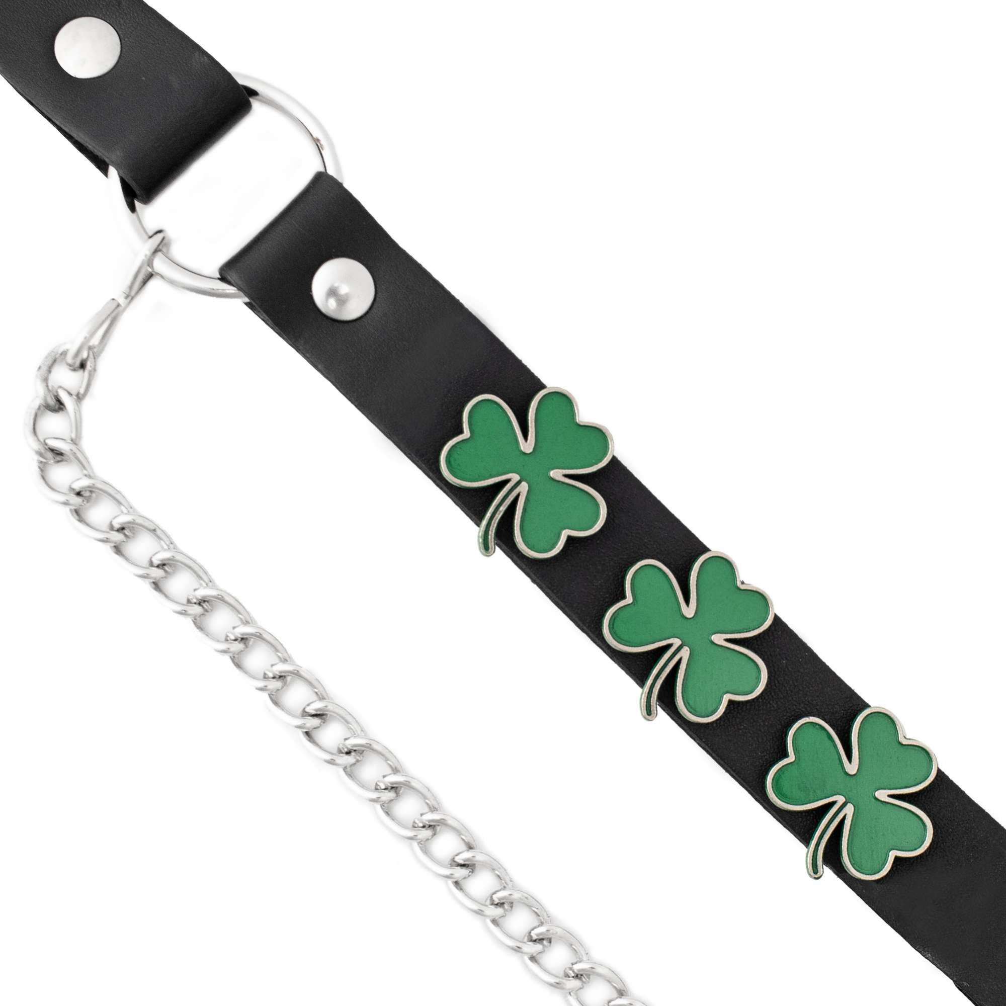 Milwaukee Leather Silver Four‑Leaf Clover Emblem Boot Chain with Adjustable Strap - MLA3014