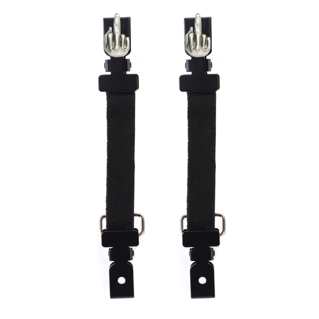 Milwaukee Leather MLA4016 Middle Finger Motorcycle Biker Elastic Bungee Clips for Chaps or Pants (Set of 2)
