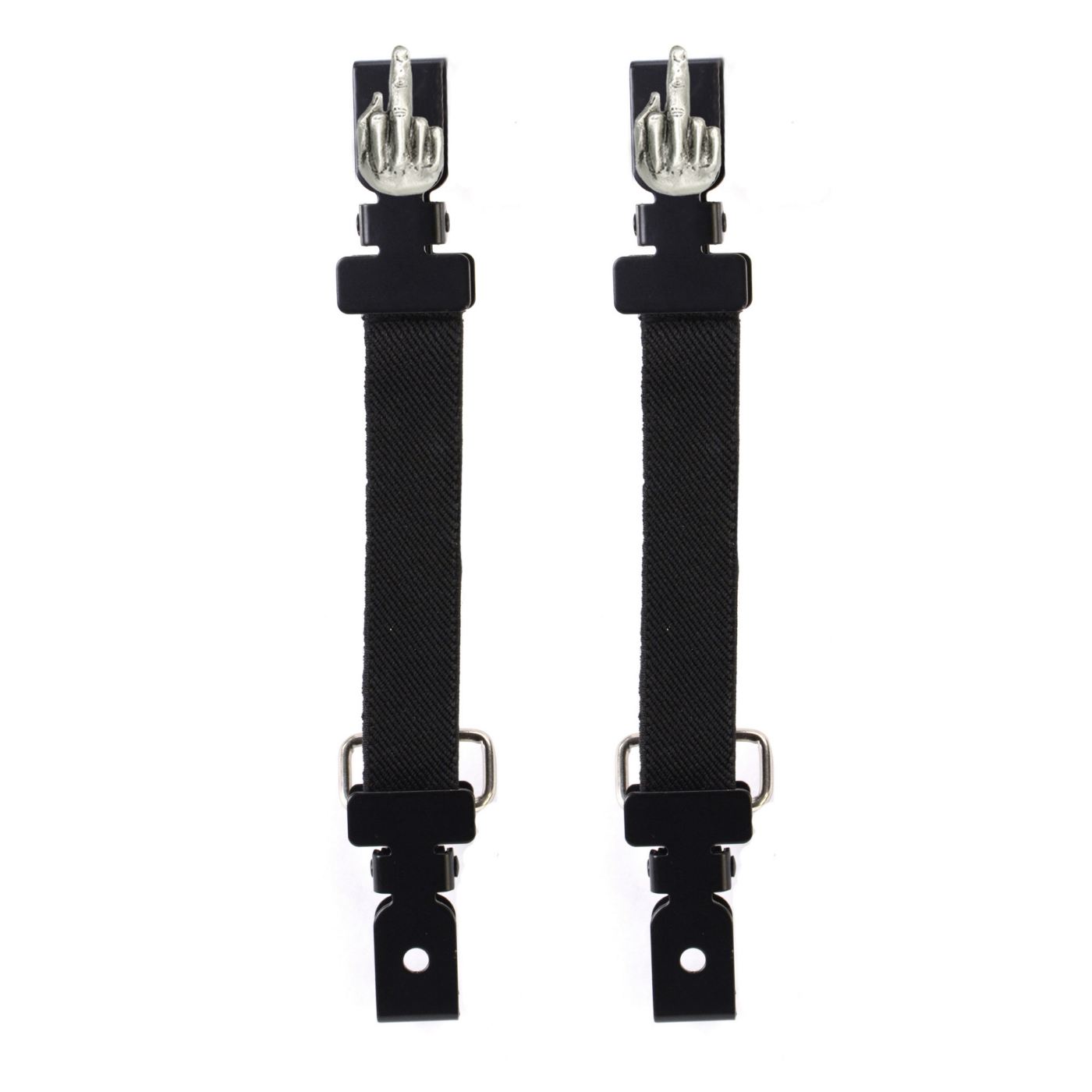 Milwaukee Leather MLA4016 Middle Finger Motorcycle Biker Elastic Bungee Clips for Chaps or Pants (Set of 2)