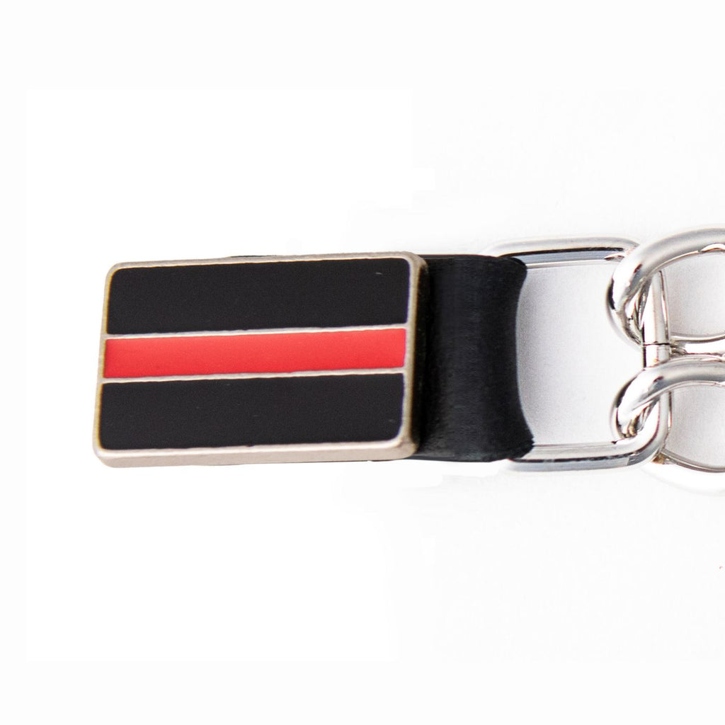 Milwaukee Leather Thin Red Line Medallion Vest Extender - Double Chrome Chains Genuine Leather 6.5" Extension 4-PCS MLA6028SET