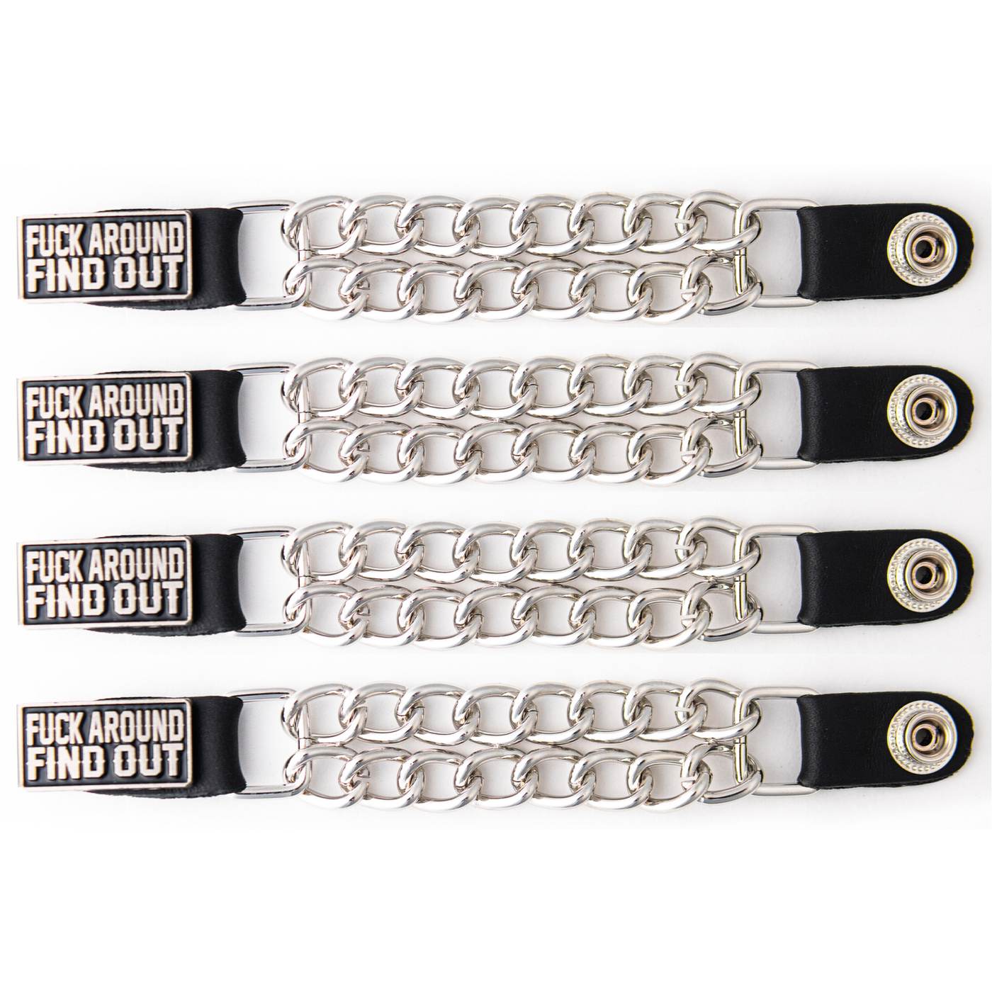 Milwaukee Leather 4-Piece Vest Extender Set - FAFO, Double Chrome Chains, 4-Inch-MLA6030SET