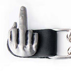 Milwaukee Leather 4-Piece Vest Extender Set - Middle Finger, Double Chrome Chains, 4-Inch-MLA6033SET