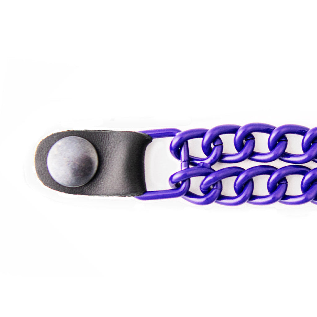 Milwaukee Leather MLA6090 Purple 4 Inch 4-PCS Vest Extender Set - Double Chrome Chains w/ Genuine Leather