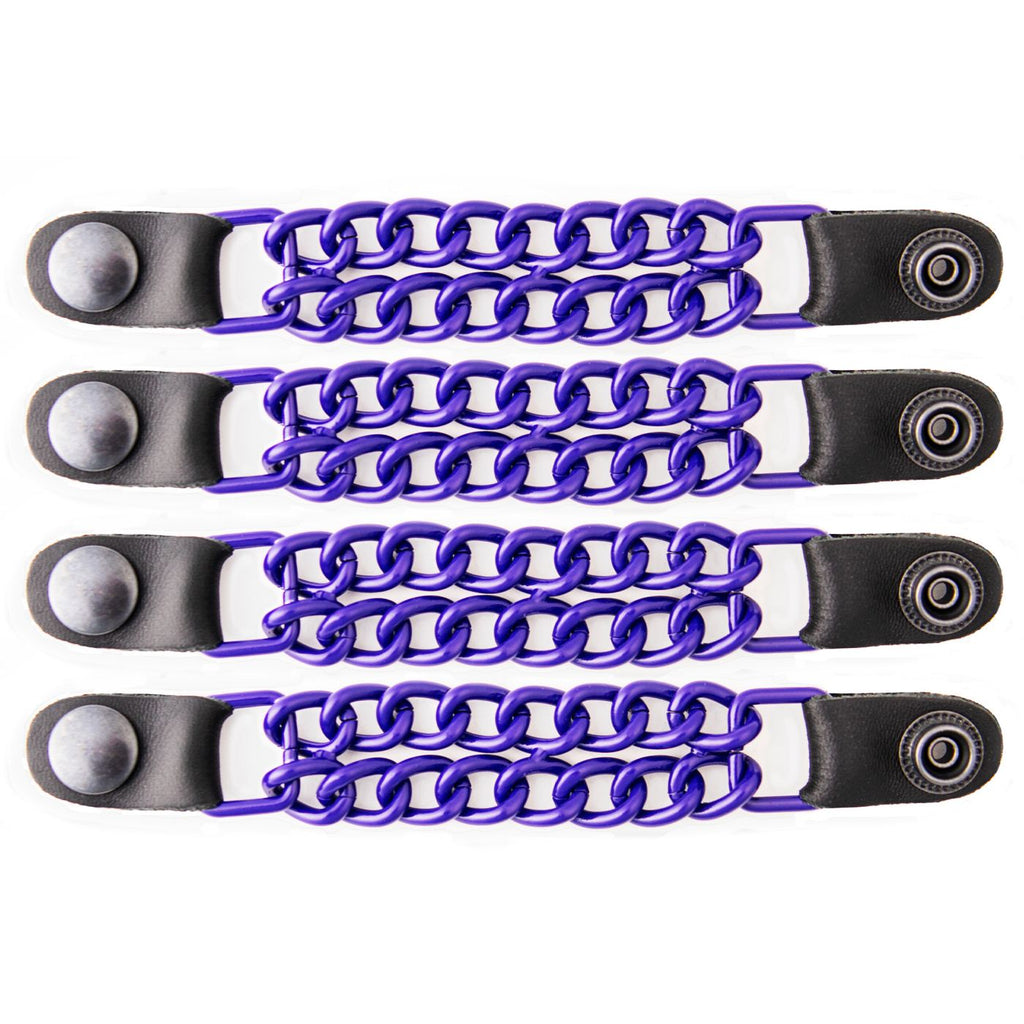 Milwaukee Leather MLA6090 Purple 4 Inch 4-PCS Vest Extender Set - Double Chrome Chains w/ Genuine Leather