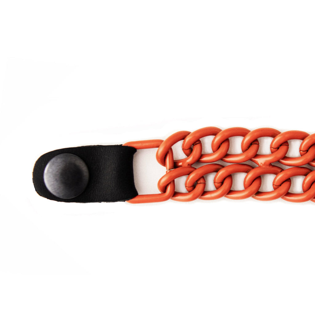Milwaukee Leather MLA6093 Orange 4 Inch 4-PCS Vest Extender Set - Double Chrome Chains w/ Genuine Leather